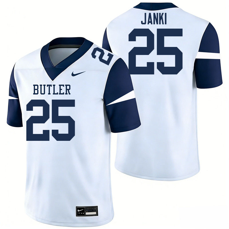 Butler Bulldogs #25 Beck Janki College Football Jerseys,Uniforms-White